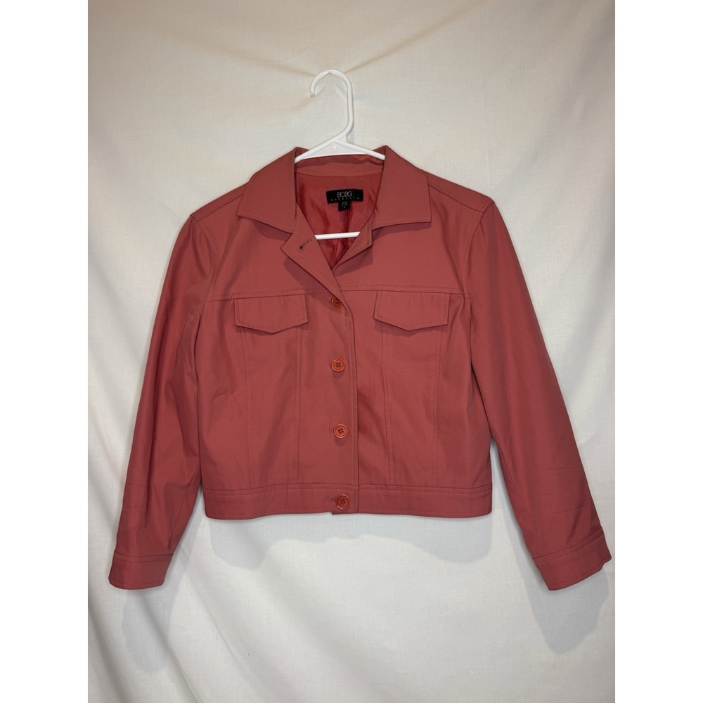 BCBG Max Azria Women's Size 4 Coral Cropped Utility Jacket Stretch Cotton